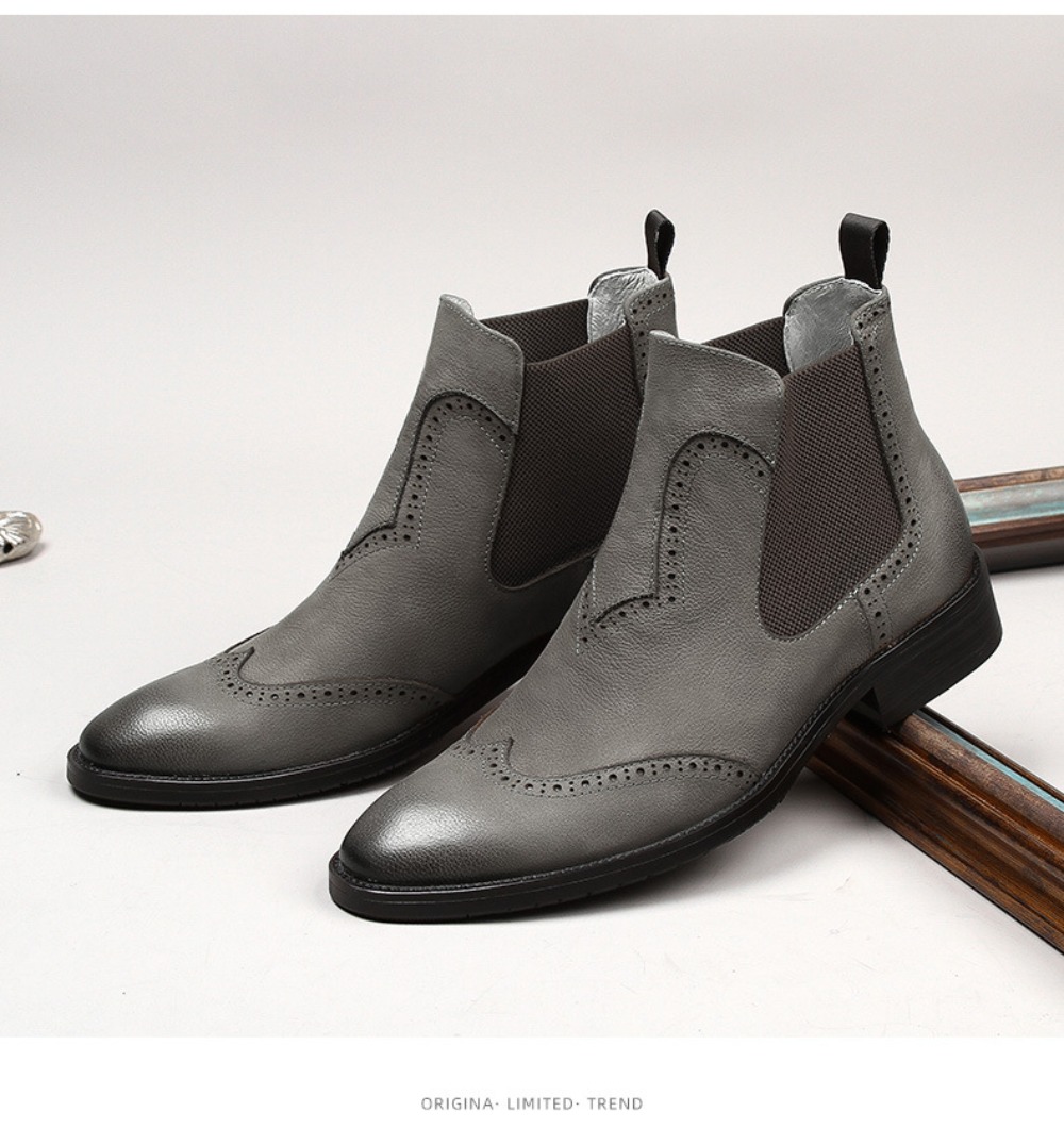 Chelsea Boots Men - Fashion Grey Chelsea Boots Men British