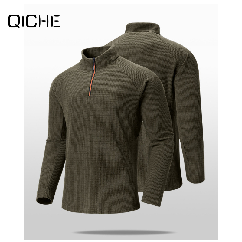 Mens Fashion Quarter Zip - QICHE Autumn Urban Business Casual Quarter‑Zip