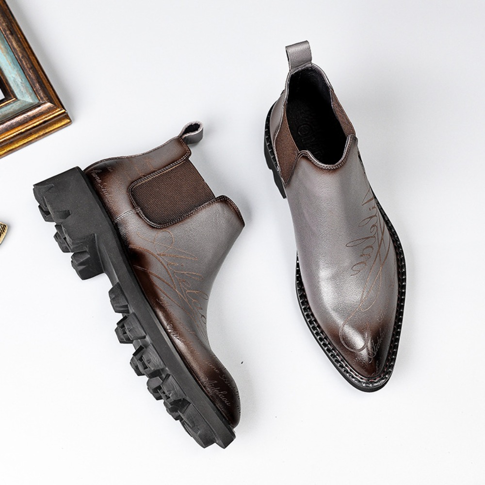 Chelsea Boots Men - Genuine Leather Dress Shoe for Men