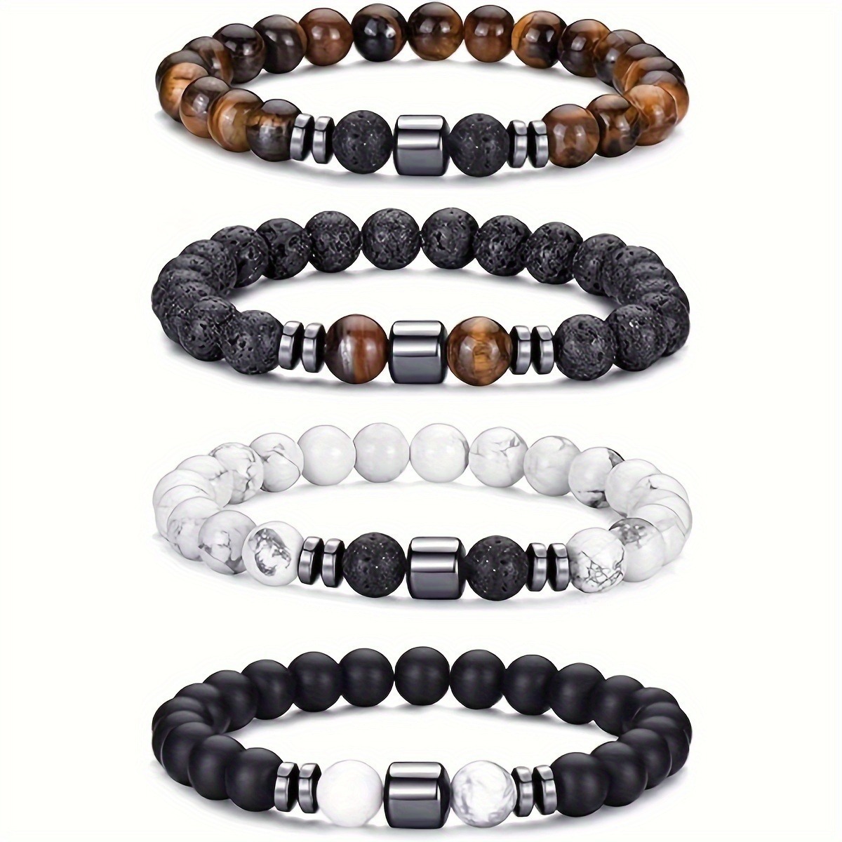 Amazon Men'S Fashion - Cross-Border Beaded Bracelet Amazon Turquoise Black