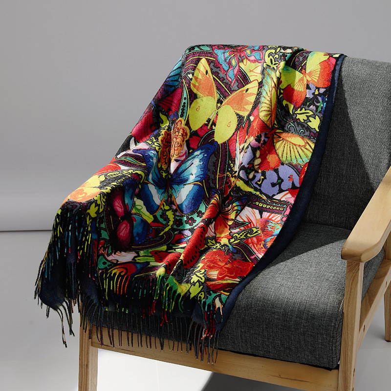 Men Scarf Wool - Luxury Brand Oil Painting Cashmere Scarf