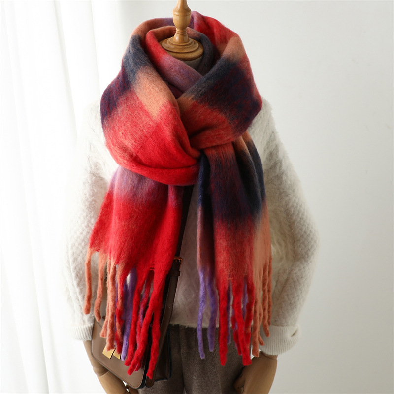 Men Scarf Wool - New Autumn Winter Grid Scarf Women