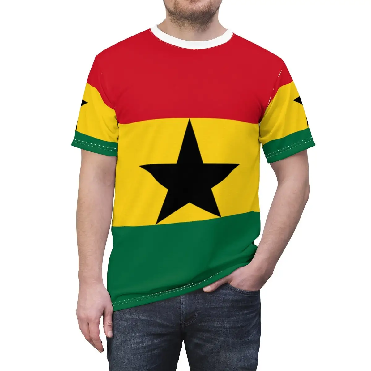 Abstract Vintage Ghana Flag 3D - Mens Fashion Dress Shirts ulasan dan harga