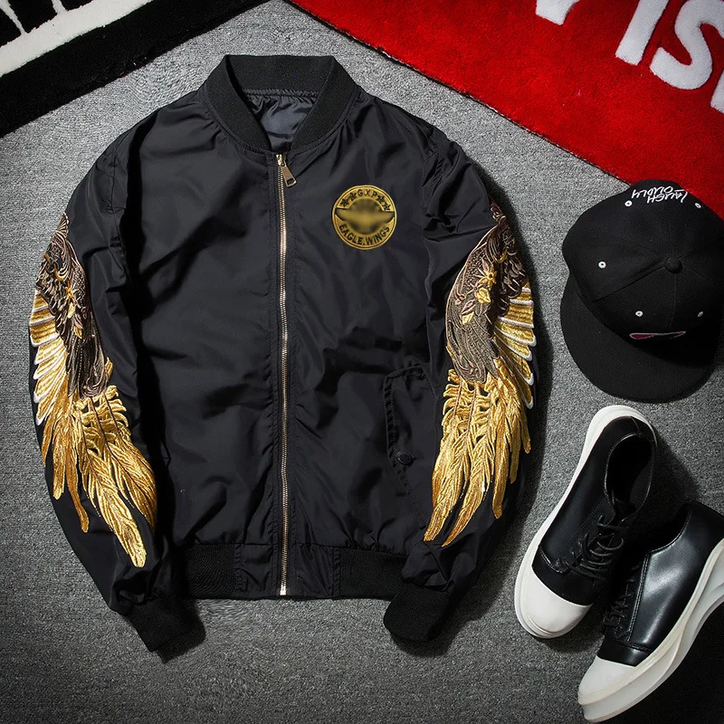 Embroidery Men's Jackets Bombe - Mens Fashion Bomber Jacket ulasan dan harga