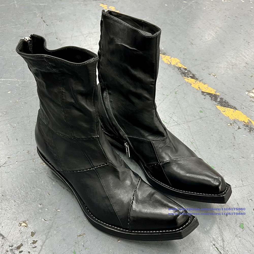 Black Leather Men's Boots Poin - Chelsea Boots Men ulasan dan harga