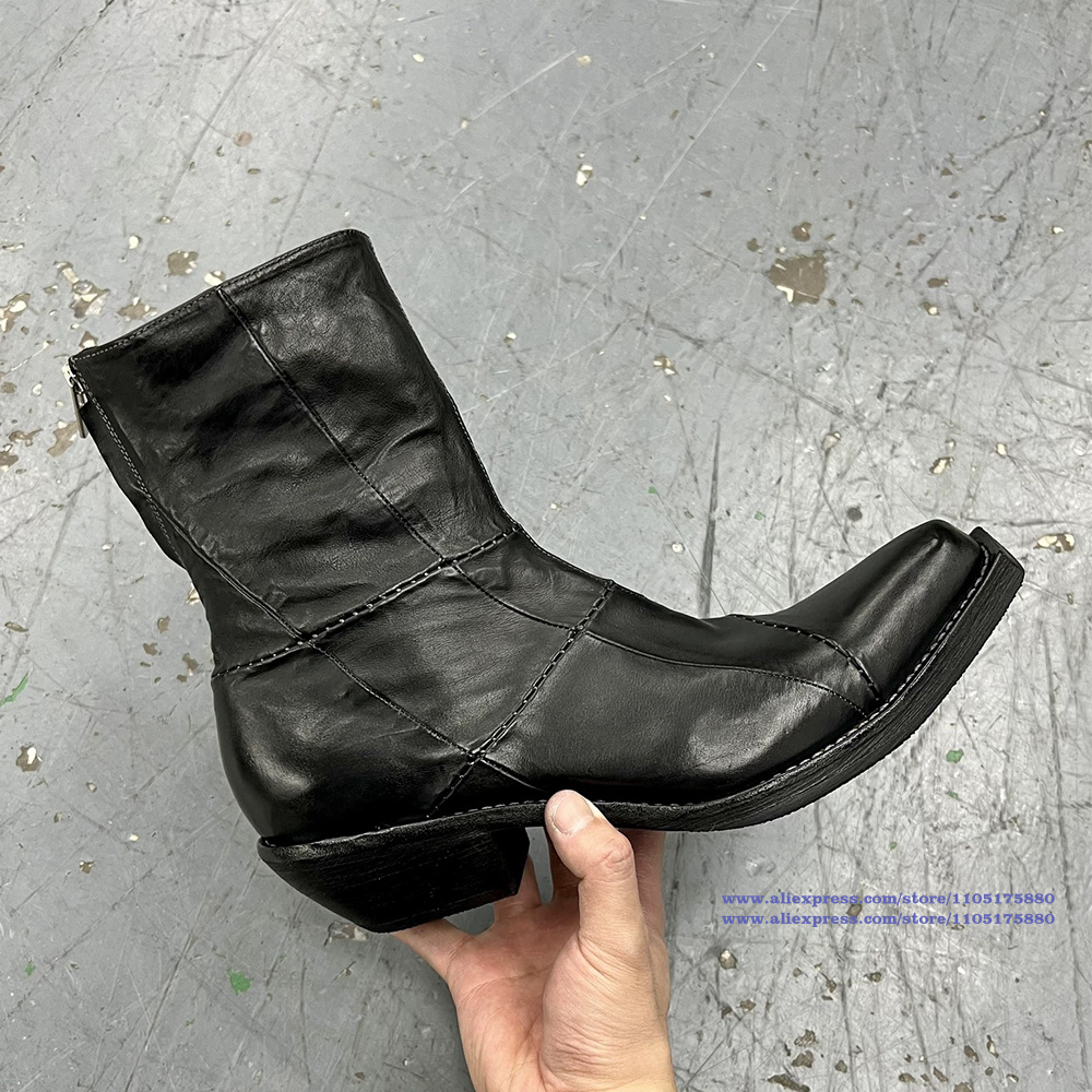 Black Leather Men's Boots Poin - Chelsea Boots Men ulasan dan harga