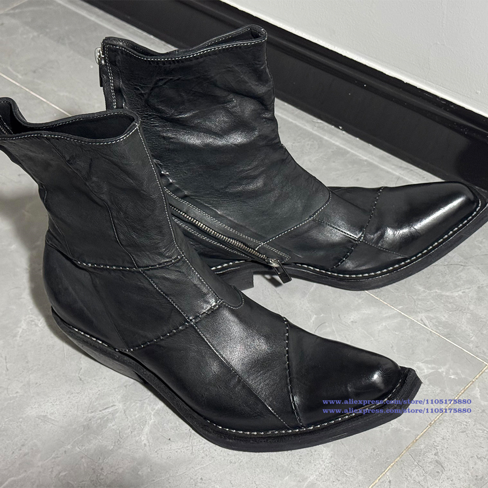 Black Leather Men's Boots Poin - Chelsea Boots Men ulasan dan harga