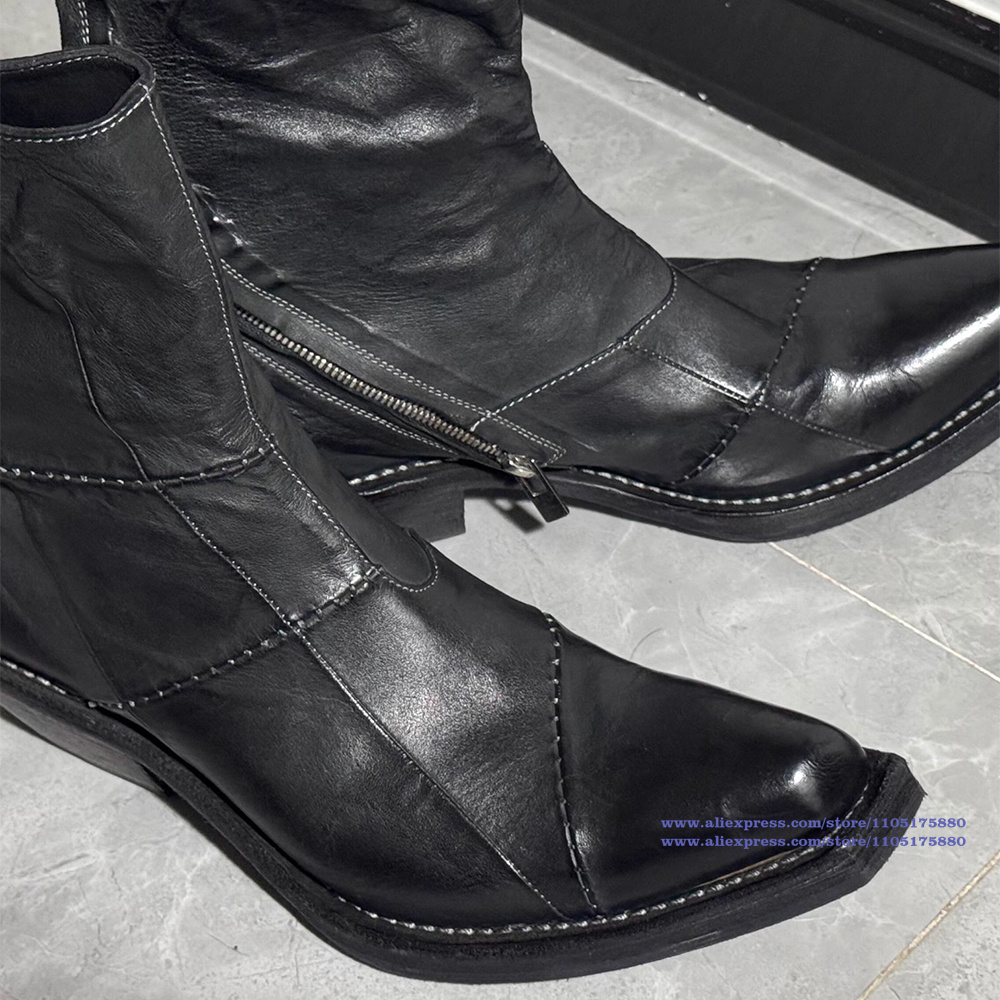 Black Leather Men's Boots Poin - Chelsea Boots Men ulasan dan harga