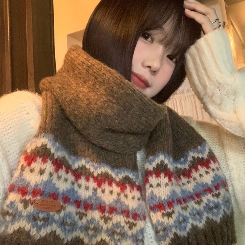 Classic Wool Jacquard Knitted  - Men Scarf Wool ulasan dan harga