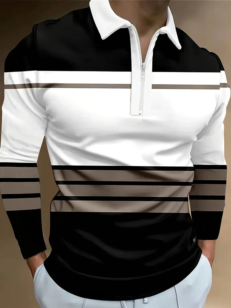 Men Polo Shirt Zip Polo Outdoo - Mens Fashion Quarter Zip ulasan dan harga