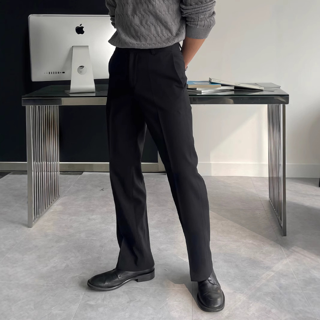 Men Black Dark Grey Solid Colo - Mens Fashion Dark Grey Pants ulasan dan harga
