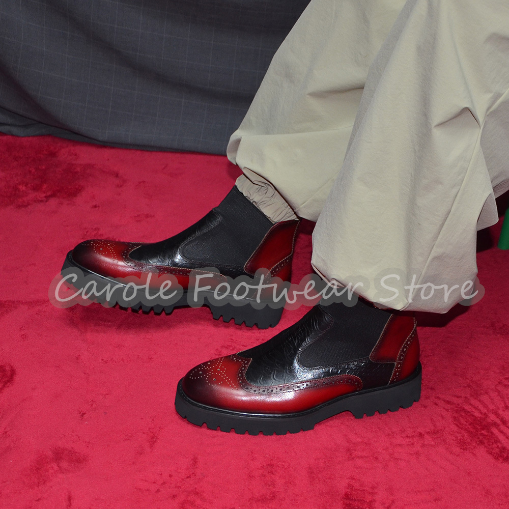 Fashion Embossed Brogue Chelse - Men'S Fashion Footwear ulasan dan harga