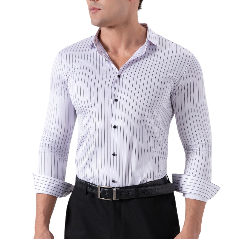 Retro Striped Wrinkle Free Str - Mens Fashion Dress Shirts ulasan dan harga