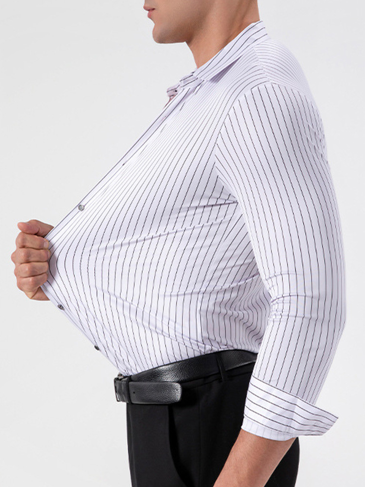 Retro Striped Wrinkle Free Str - Mens Fashion Dress Shirts ulasan dan harga