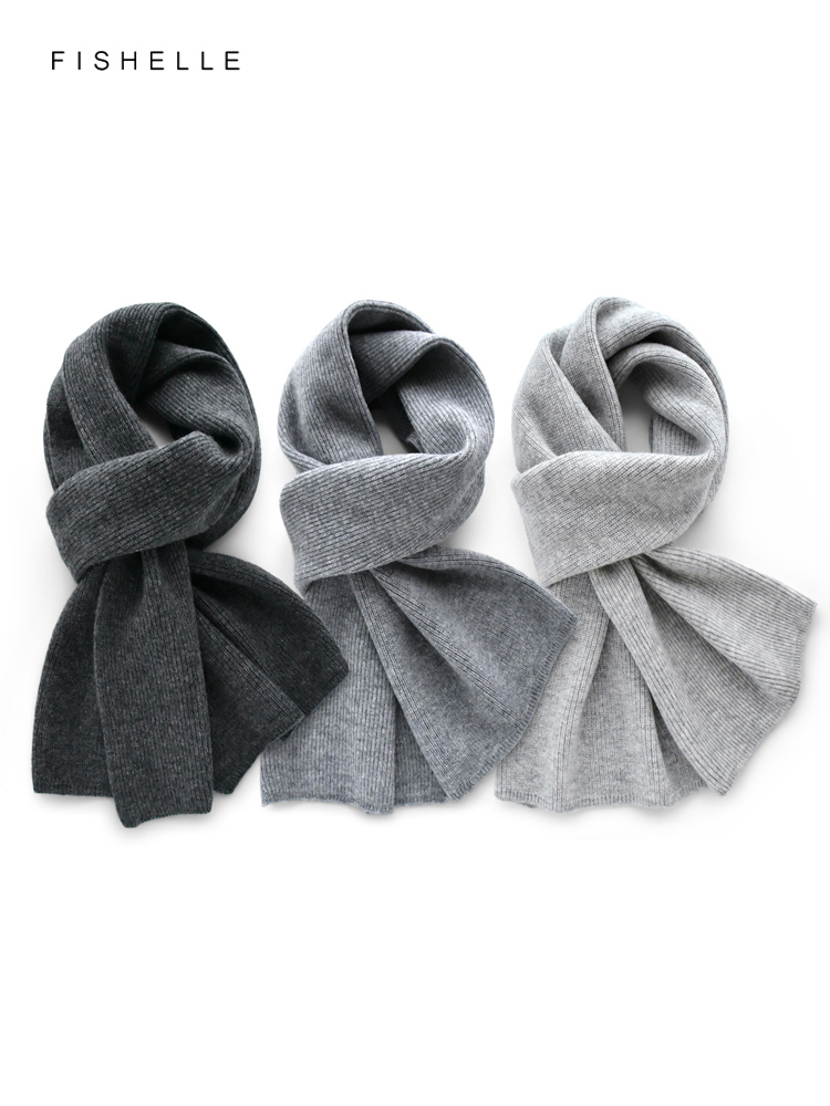 Gray solid color cashmere scar - Men Scarf Wool ulasan dan harga