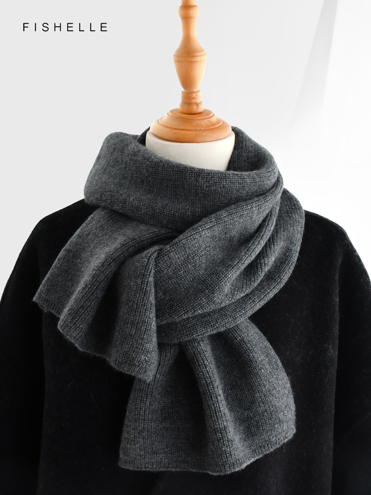Gray solid color cashmere scar - Men Scarf Wool ulasan dan harga