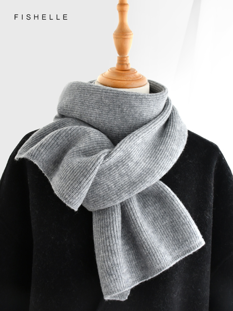 Gray solid color cashmere scar - Men Scarf Wool ulasan dan harga