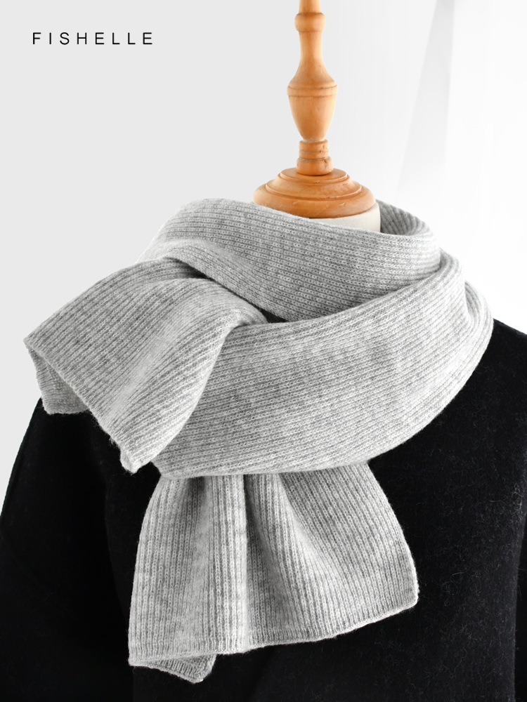 Gray solid color cashmere scar - Men Scarf Wool ulasan dan harga