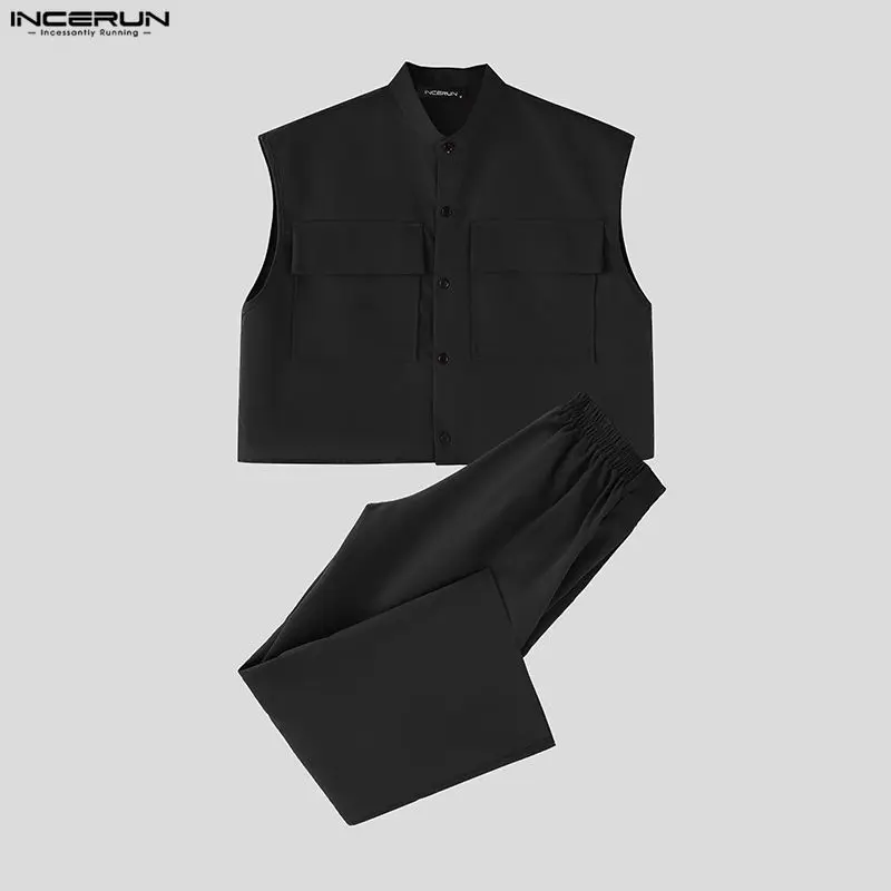 INCERUN Men Sets Solid Sleevel - Men Fashion Upper ulasan dan harga