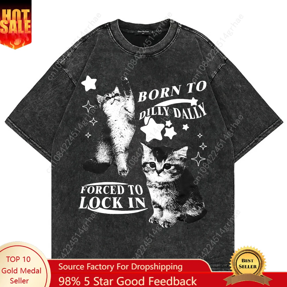 100% Cotton Vintage Washed Y2k - Men'S Fashion V Neck T Shirts ulasan dan harga