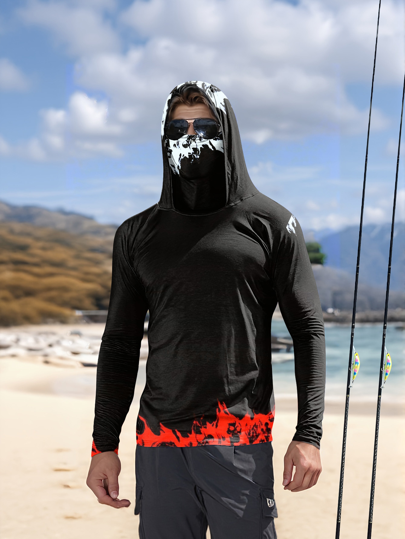Men Hood Fishing Shirt long sl - Men Fashion Upper ulasan dan harga