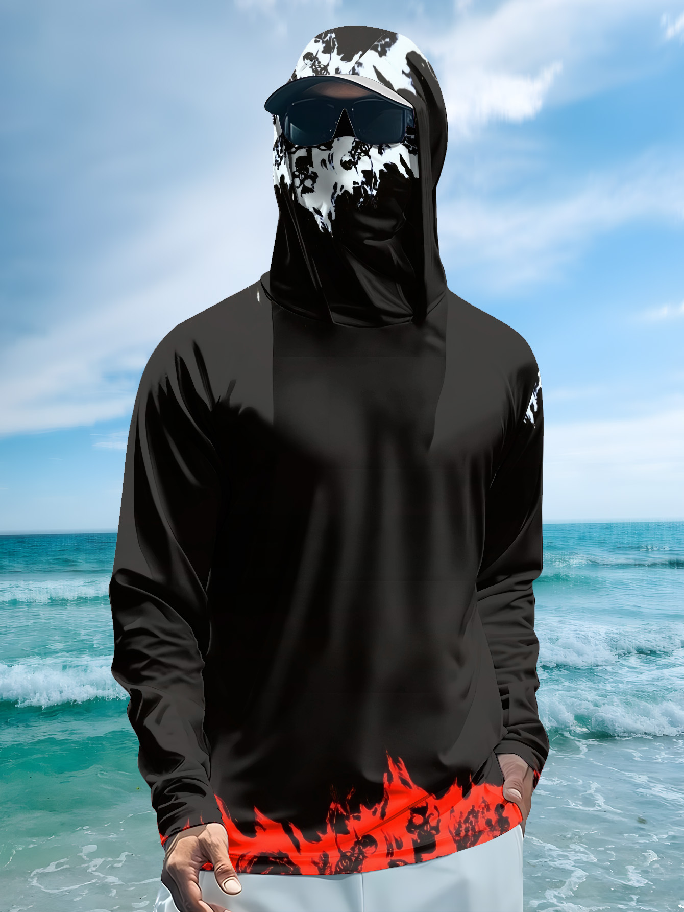 Men Hood Fishing Shirt long sl - Men Fashion Upper ulasan dan harga