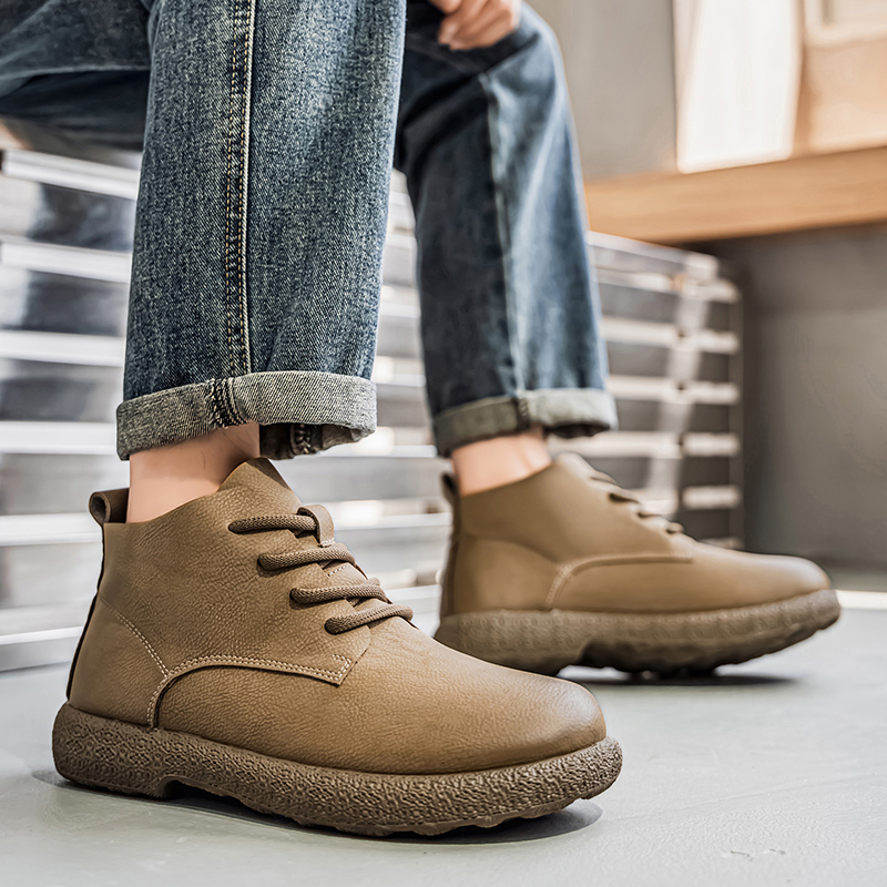 Men Ankle Boots Brown Short Bo - Chelsea Boots Men ulasan dan harga