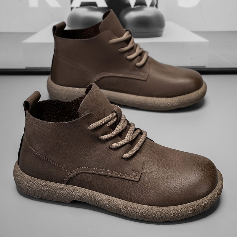 Men Ankle Boots Brown Short Bo - Chelsea Boots Men ulasan dan harga