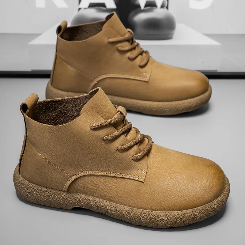 Men Ankle Boots Brown Short Bo - Chelsea Boots Men ulasan dan harga