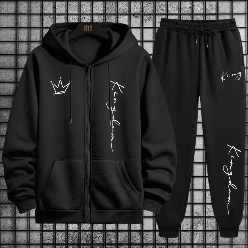 King Letter Print Hoodie and S - Men Fashion King ulasan dan harga