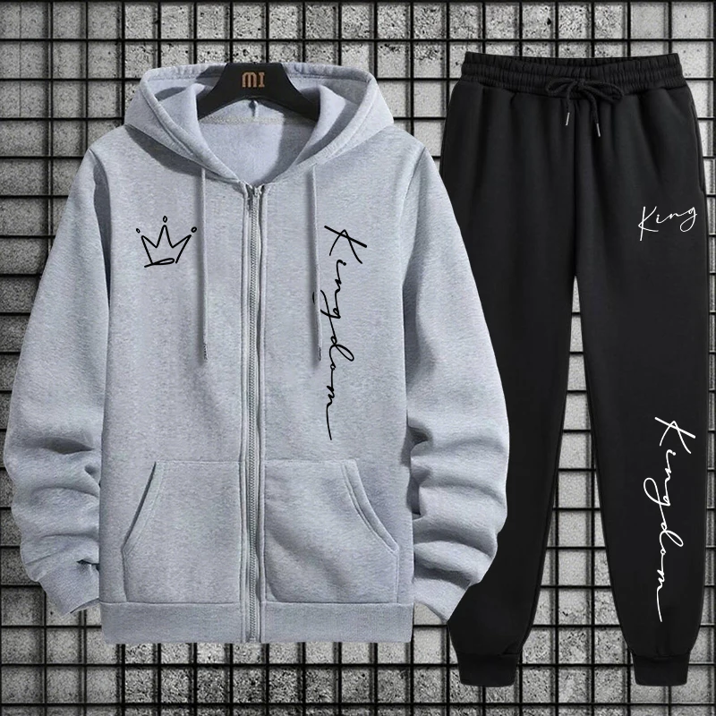 King Letter Print Hoodie and S - Men Fashion King ulasan dan harga