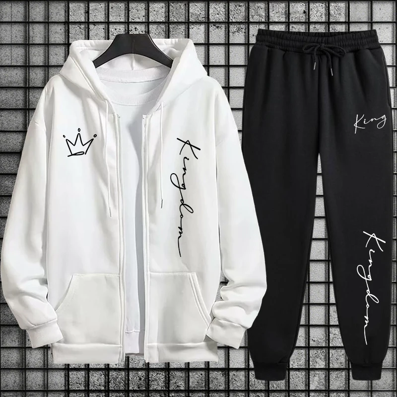 King Letter Print Hoodie and S - Men Fashion King ulasan dan harga