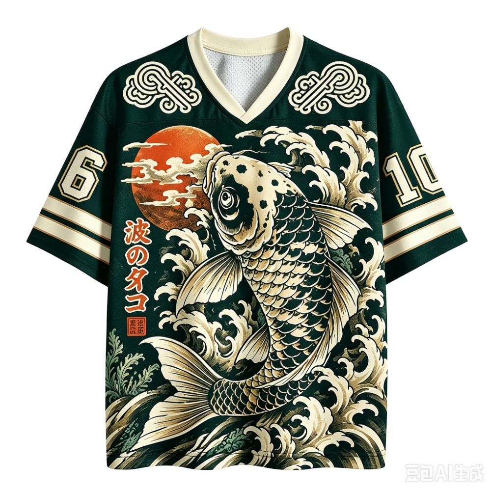 Japanese Koi Fish Waves Sport  - Men'S Fashion V Neck T Shirts ulasan dan harga