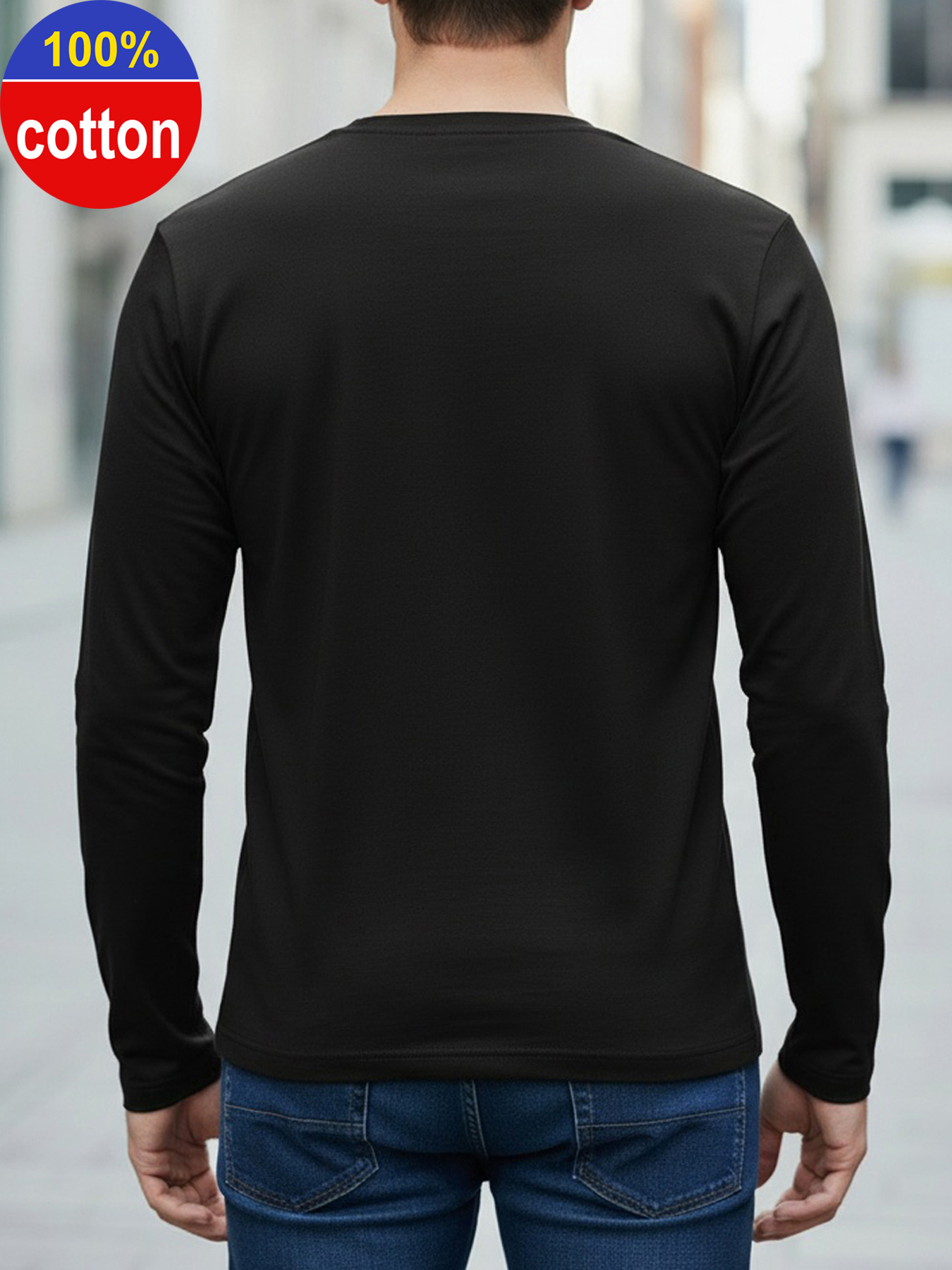 100% Pure Cotton Men's Long Sl - Men Fashion Upper ulasan dan harga