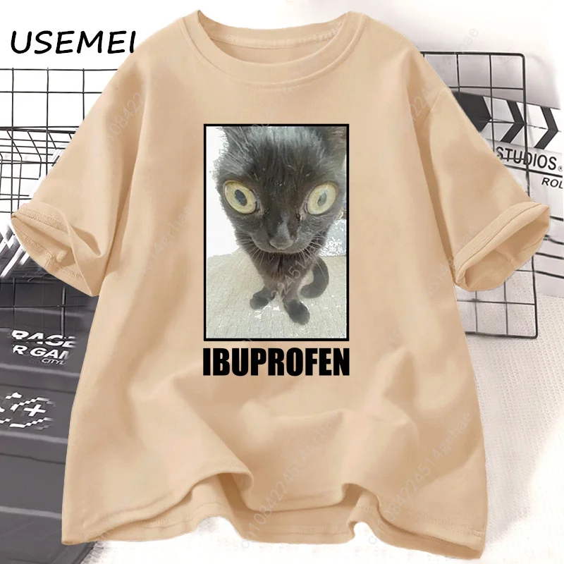 Funny Cat Ibuprofen Graphic T  - Men'S Fashion V Neck T Shirts ulasan dan harga