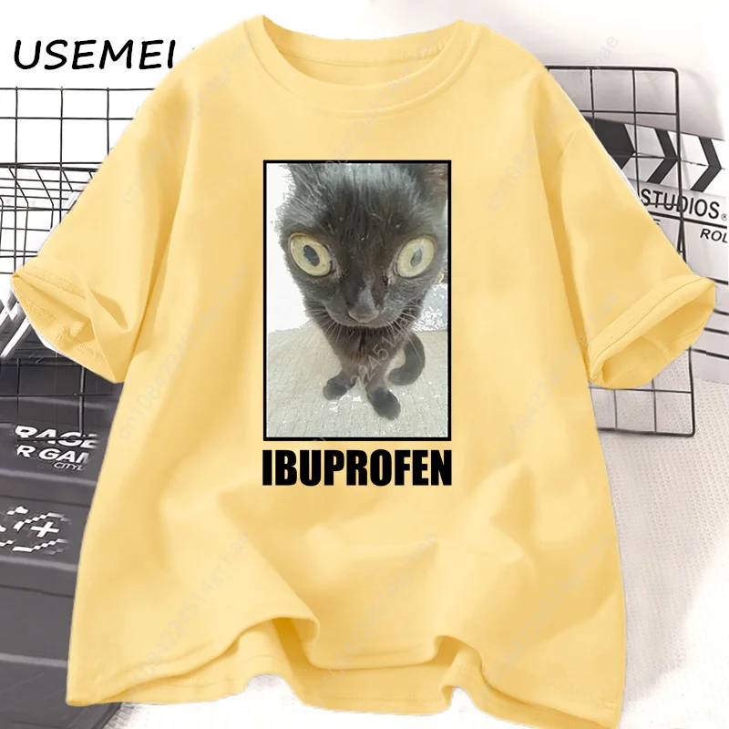 Funny Cat Ibuprofen Graphic T  - Men'S Fashion V Neck T Shirts ulasan dan harga
