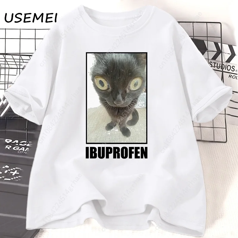 Funny Cat Ibuprofen Graphic T  - Men'S Fashion V Neck T Shirts ulasan dan harga