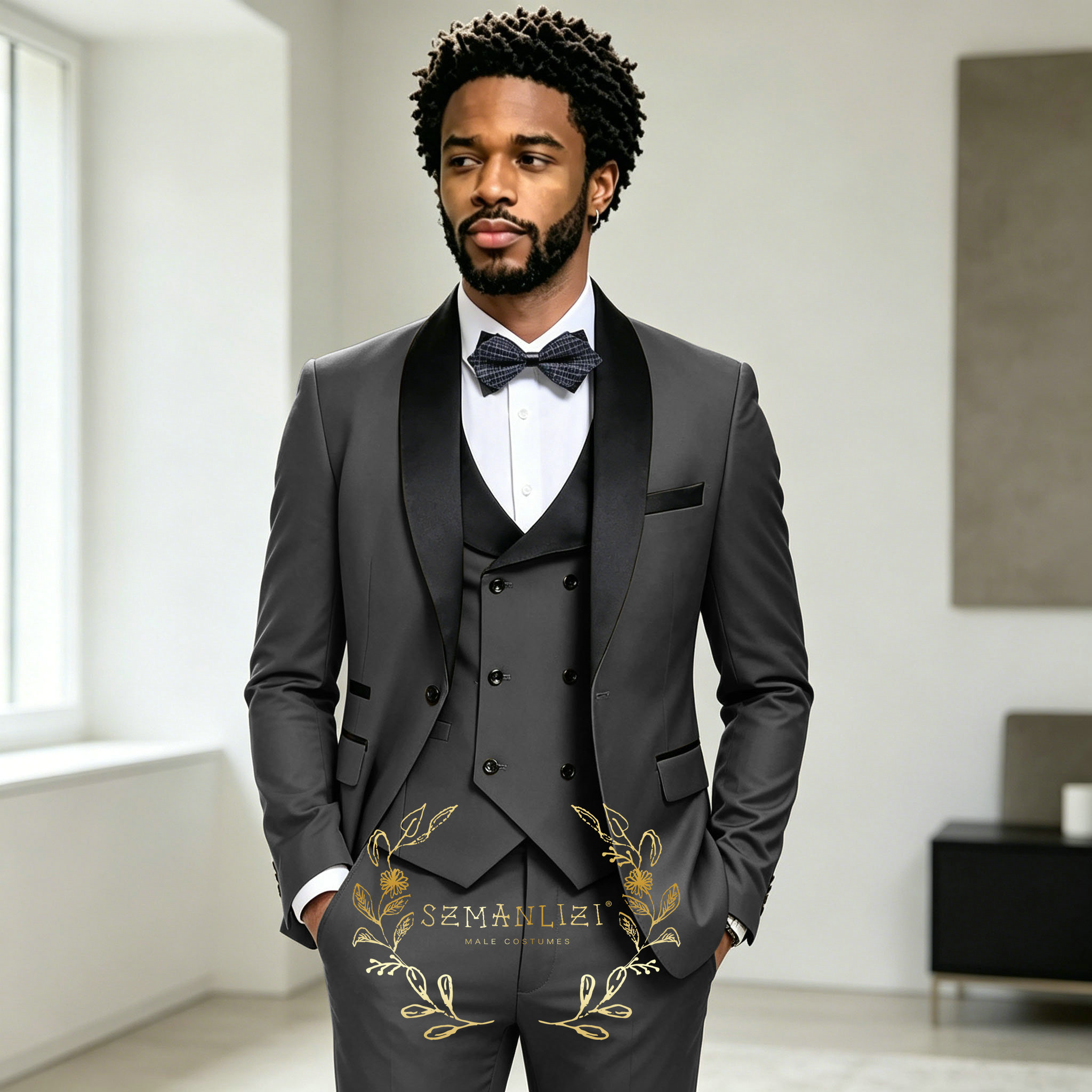 Dark Grey Men's Tuxedo Wedding - Mens Fashion Dark Grey Pants ulasan dan harga