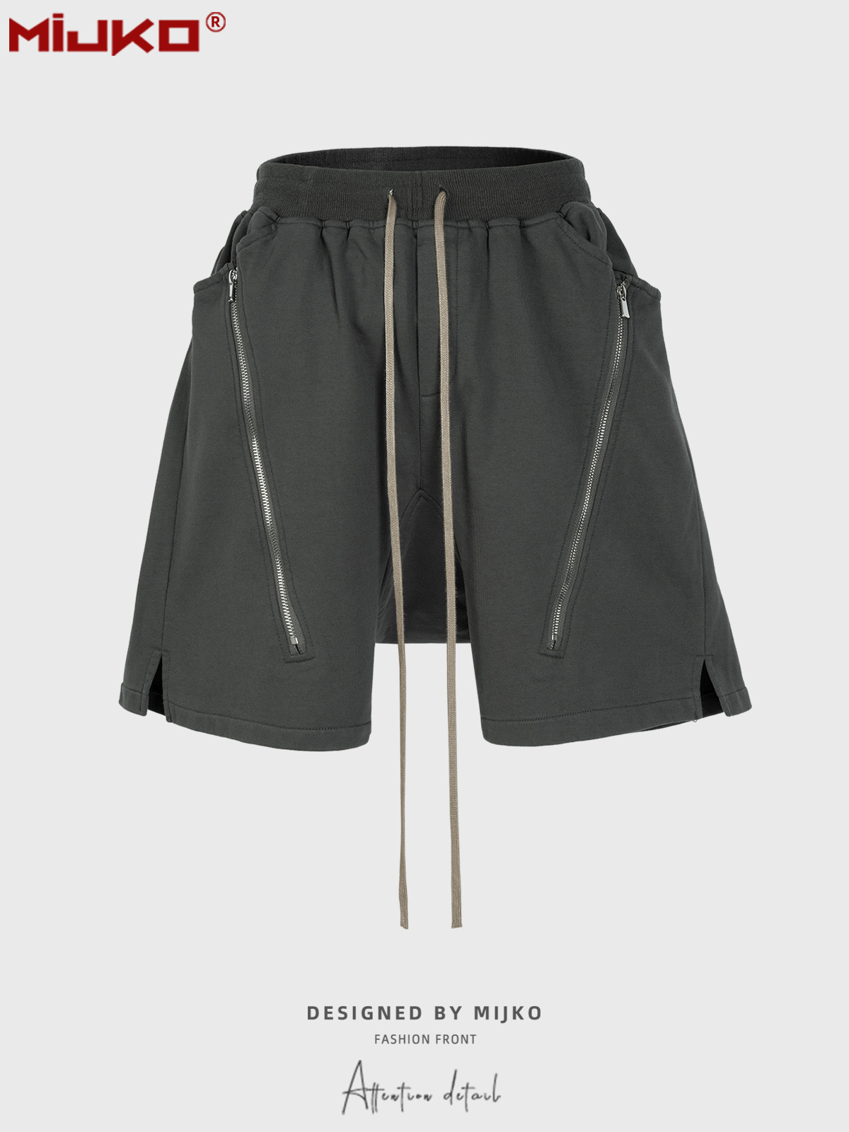 MIJKO Black Dark Grey Shorts M - Mens Fashion Dark Grey Pants ulasan dan harga