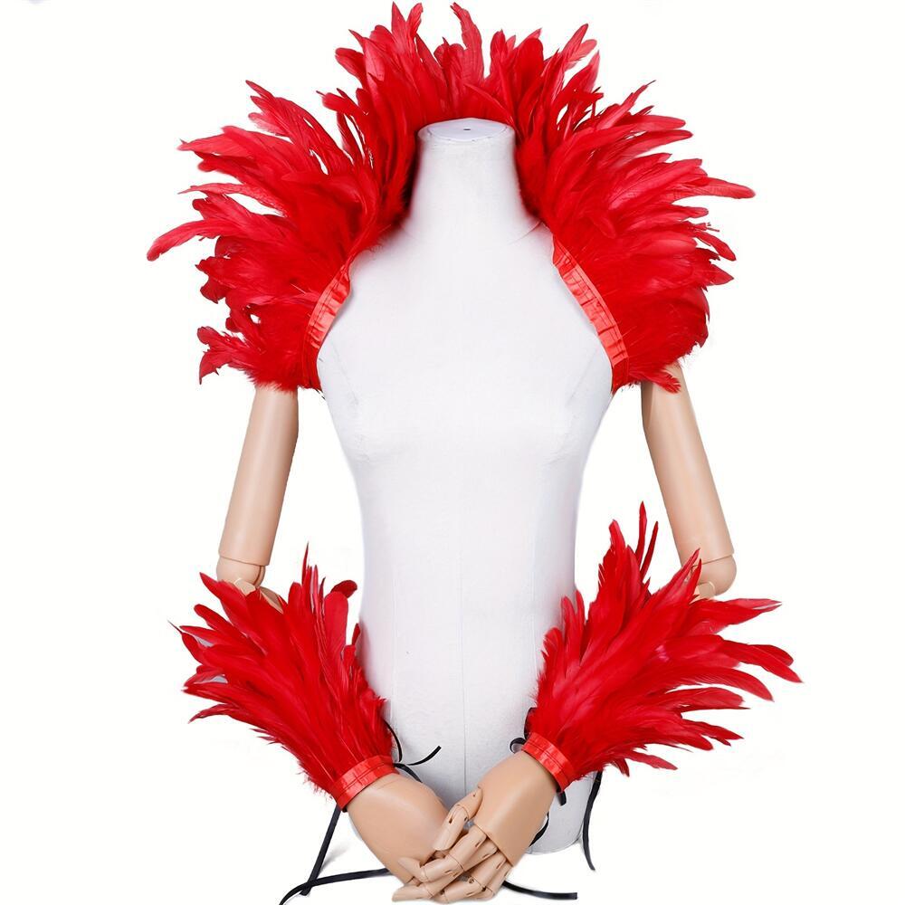 Elegant Red Feathers Women's S - Men Fashion Elegant ulasan dan harga