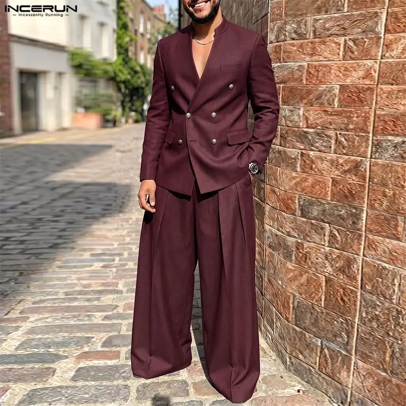 INCERUN Men's Sets Solid Color - Men Fashion Elegant ulasan dan harga