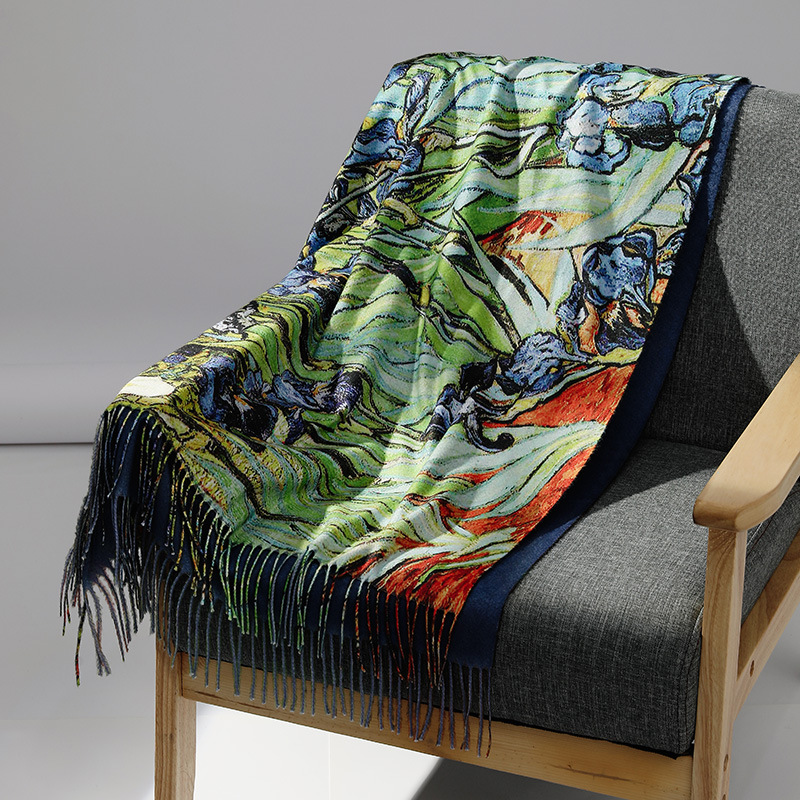 Luxury Brand Oil Painting Cash - Men Scarf Wool ulasan dan harga