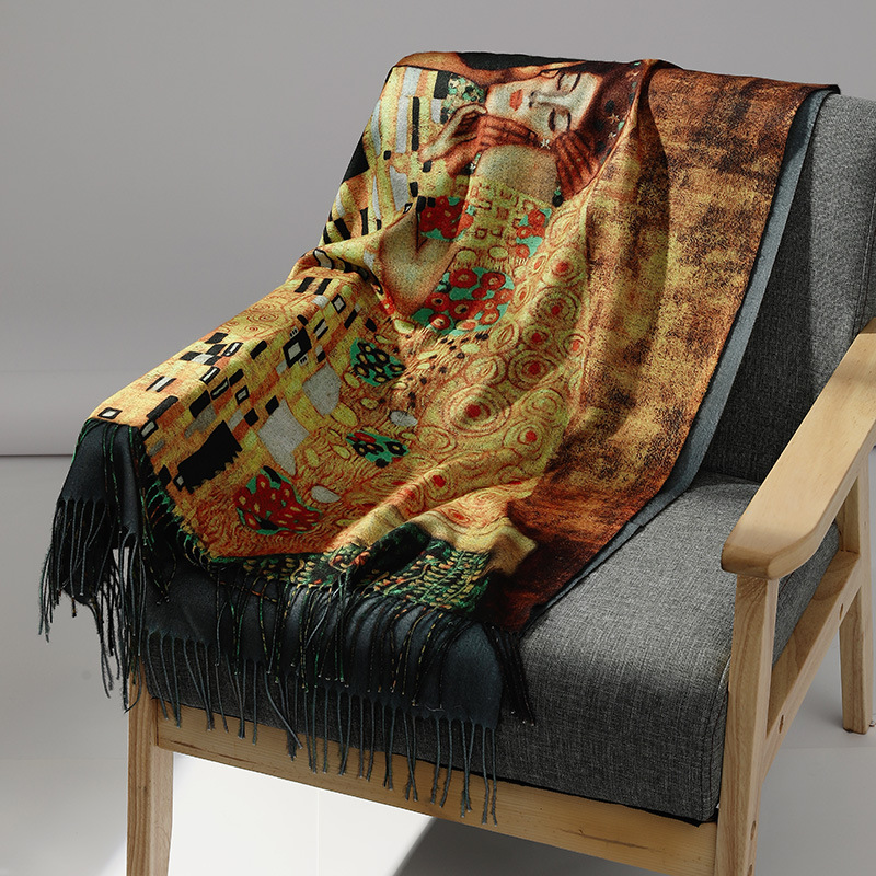 Luxury Brand Oil Painting Cash - Men Scarf Wool ulasan dan harga
