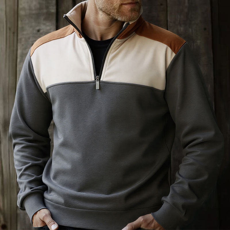 UETEEY Men's Quarter Zip Patch - Mens Fashion Quarter Zip ulasan dan harga