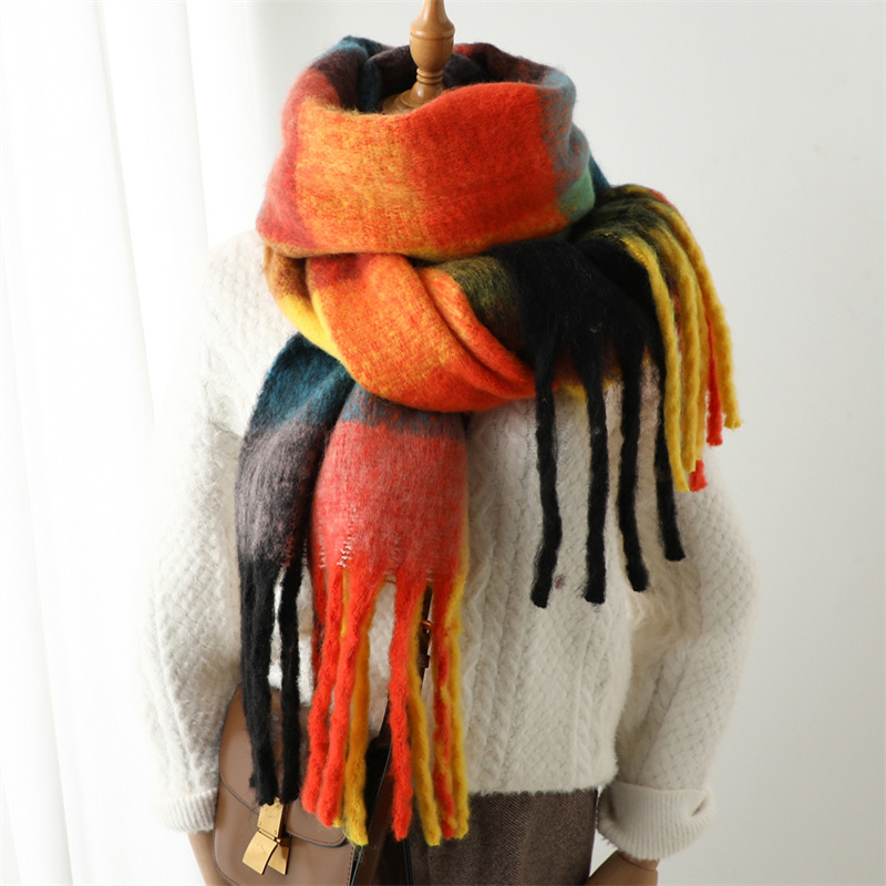 New Autumn Winter Grid Scarf W - Men Scarf Wool ulasan dan harga