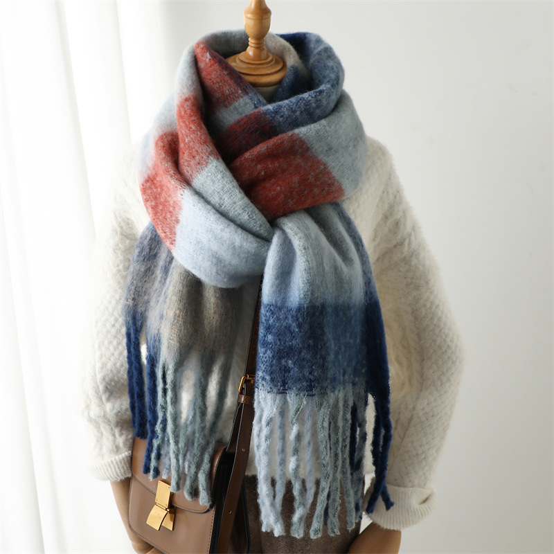 New Autumn Winter Grid Scarf W - Men Scarf Wool ulasan dan harga