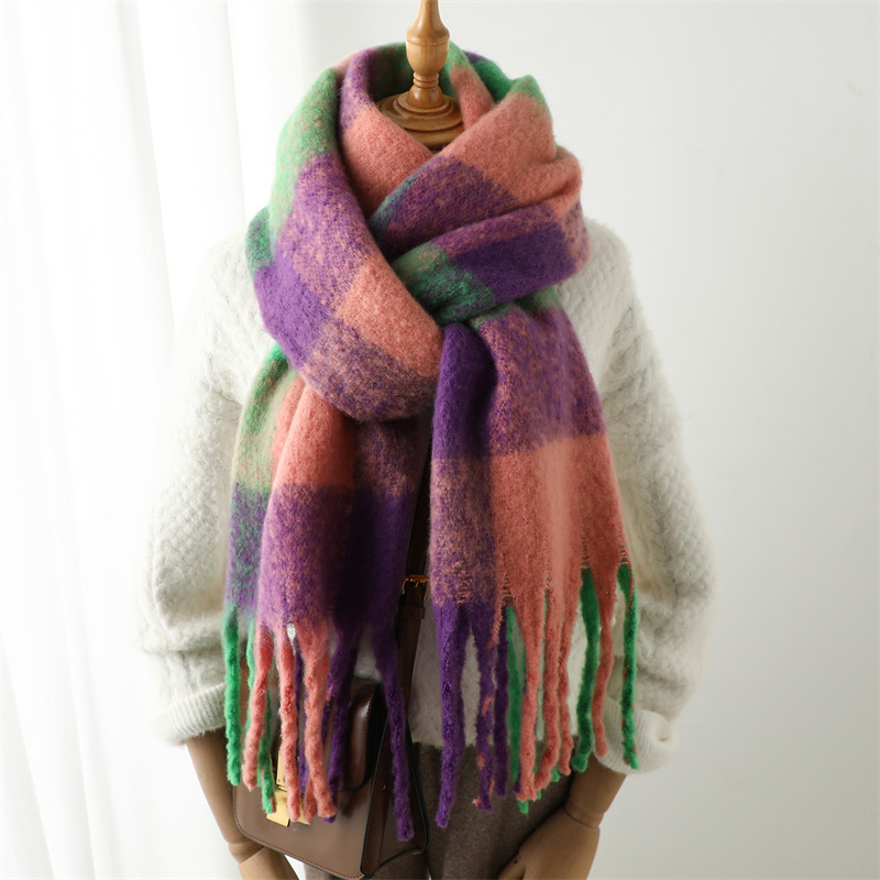 New Autumn Winter Grid Scarf W - Men Scarf Wool ulasan dan harga