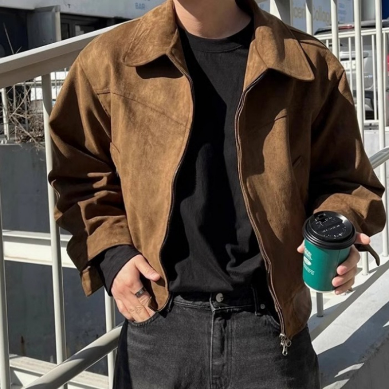Vintage Suede Bomber Jacket Me - Mens Fashion Bomber Jacket ulasan dan harga