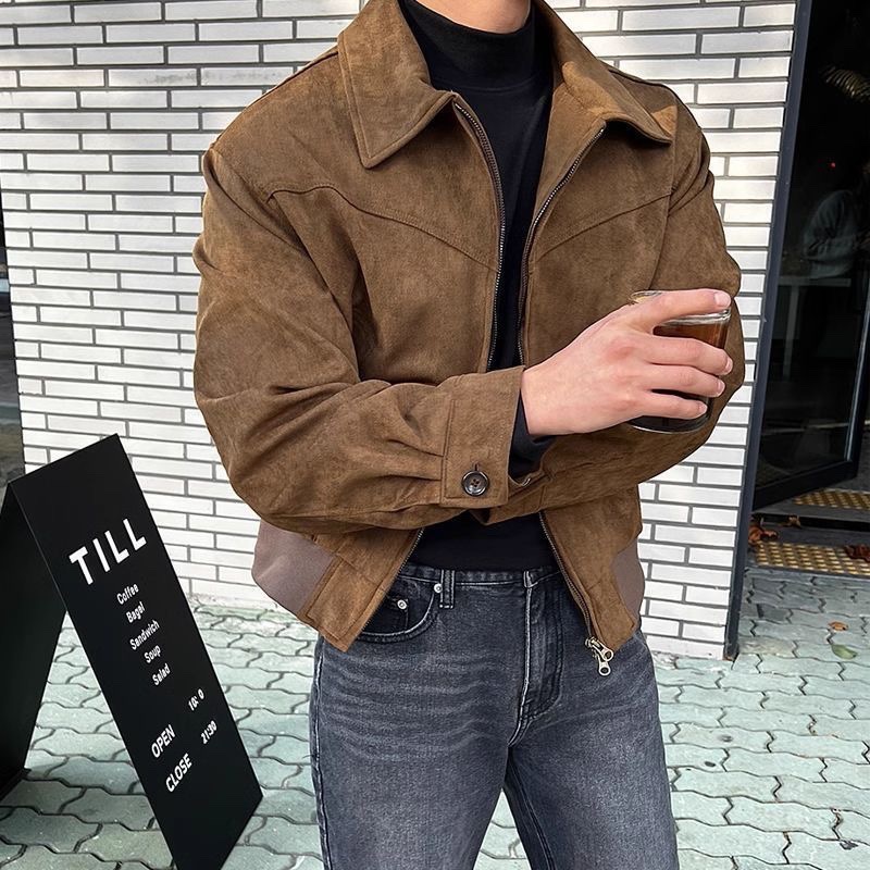 Vintage Suede Bomber Jacket Me - Mens Fashion Bomber Jacket ulasan dan harga