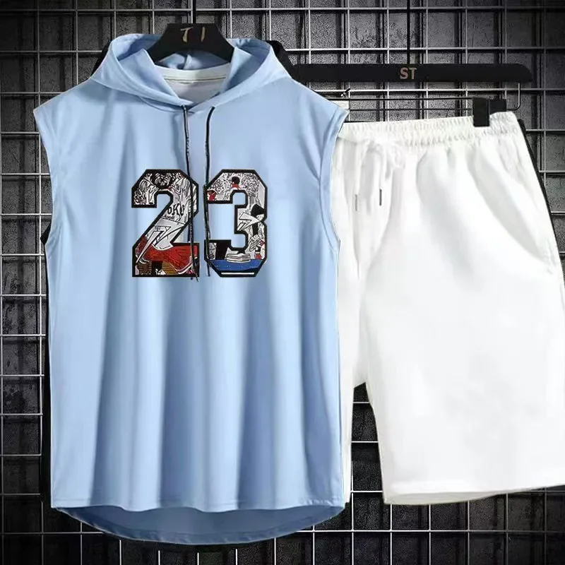 Brand  Summer Men's Two Piece  - Men'S Fashion V Neck T Shirts ulasan dan harga